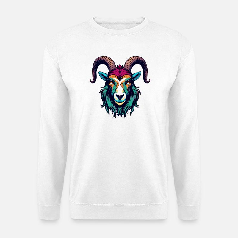 Illustration de tête de chèvre - Sweat-shirt Unisexe - blanc