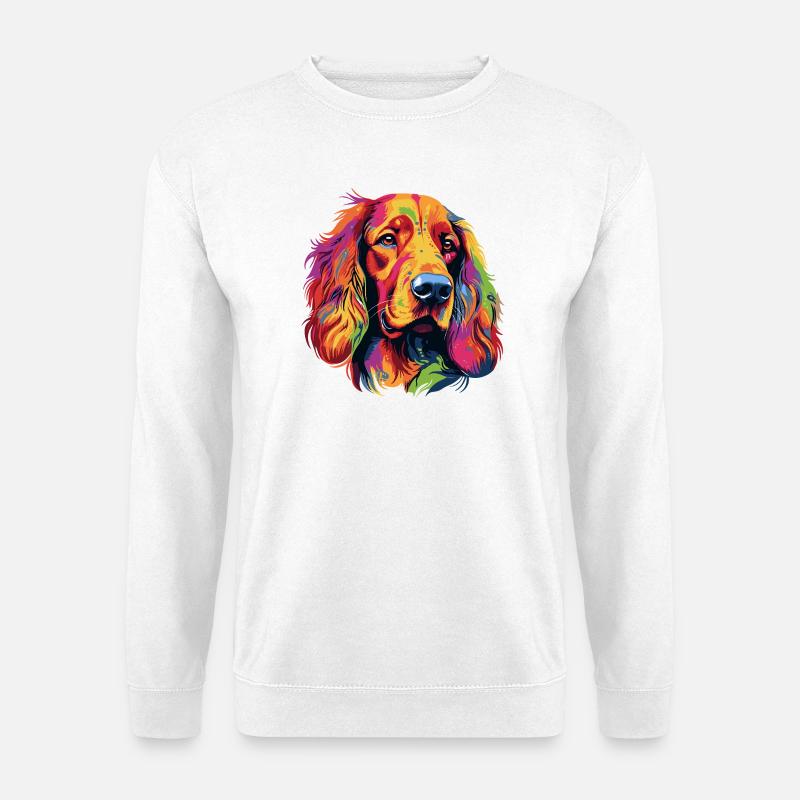 Farbenreiches Hundporträt Pop-Art - Unisex Pullover - Weiß