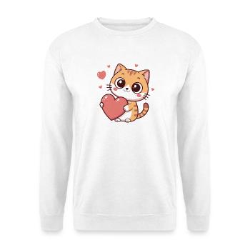 Kawaii Heart Cat in Love - Unisex Sweatshirt - white - Front