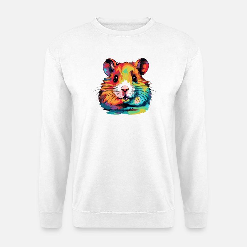 Farbexplosion Hamsterportrait - Unisex Pullover - Weiß