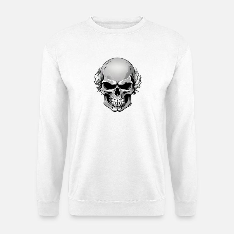 Skull with dark leaf wreath - Unisex Sweatshirt - white