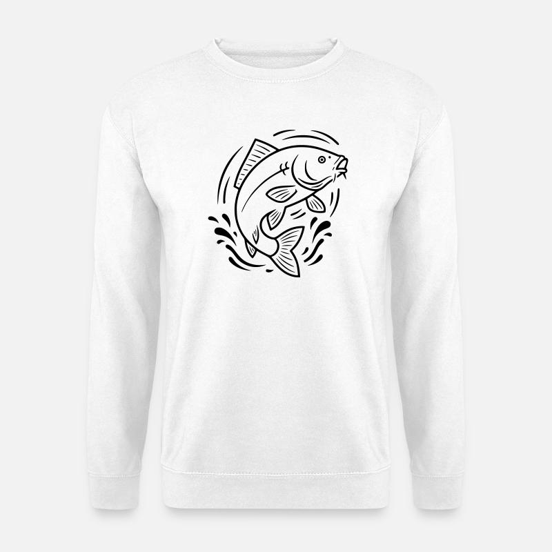 Karpfen Springend Fisch Angeln - Unisex Pullover - Weiß