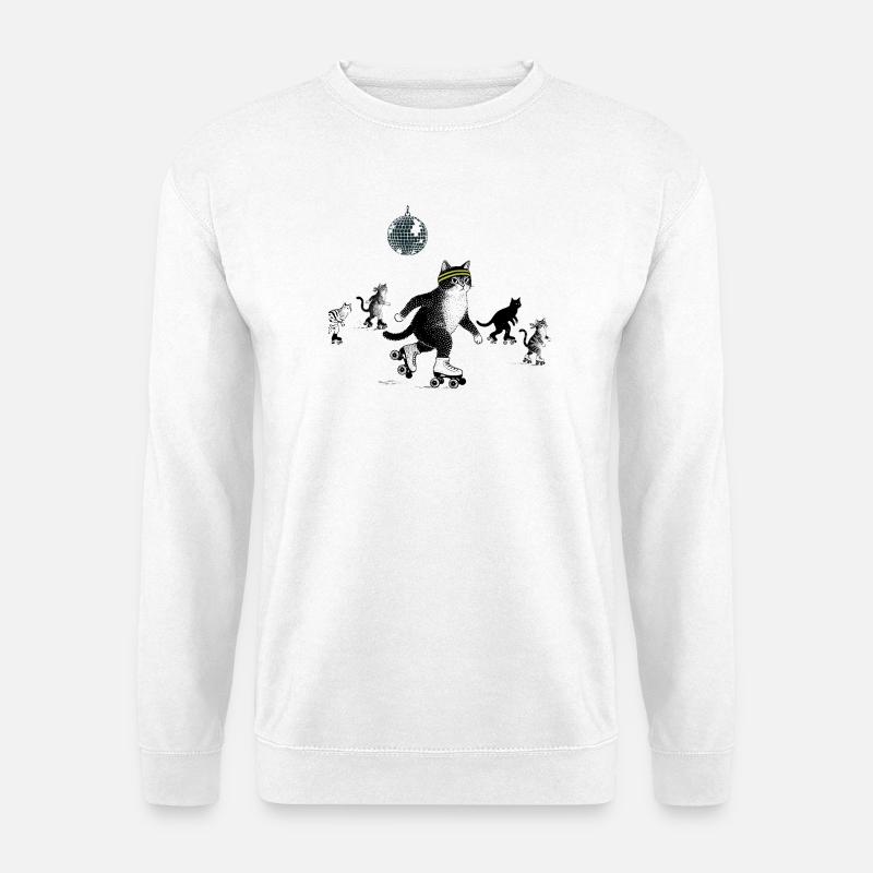 Rollschuh Katzen - Unisex Pullover - Weiß