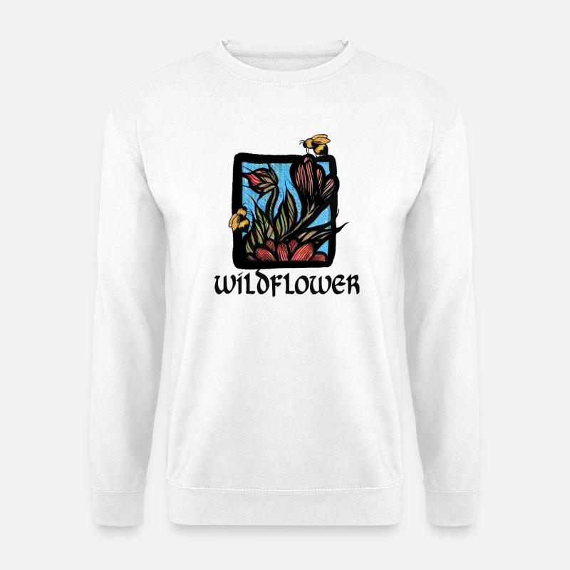 Wildblumenblüte mit Bienen - Unisex Pullover - Weiß