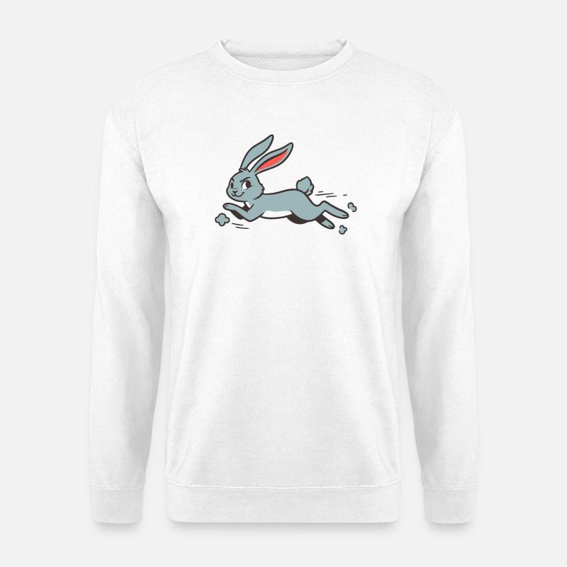 Running Bunny Rabbit Long-Eared Comic Funny - Unisex Sweatshirt - white