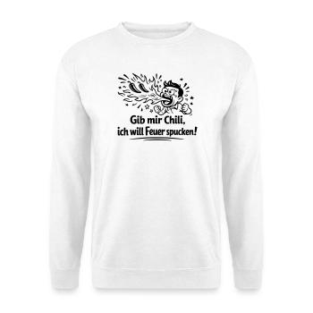 Feuer Spucken Chili Essen - Unisex Pullover - Weiß - Vorne