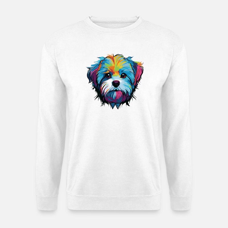 Hund Comic Hundekopf - Unisex Pullover - Weiß