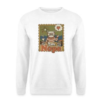Nein Katze: Retro Nerd Schreibtischkunst - Unisex Pullover - Weiß - Vorne