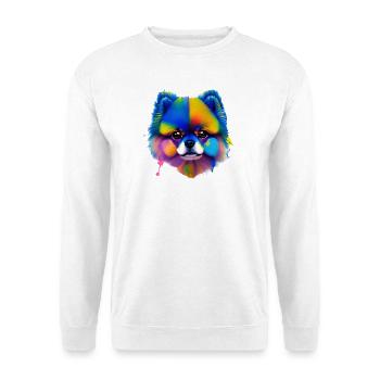 Pomeranian Dog Colorful Splash Art Portrait - Unisex Sweatshirt - white - Front