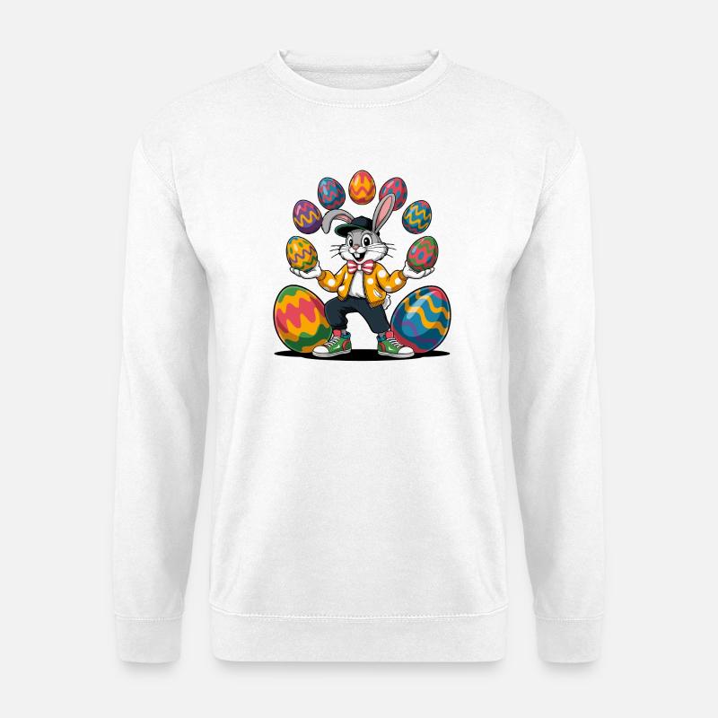 Osterhase mit bunten Eiern - Unisex Pullover - Weiß