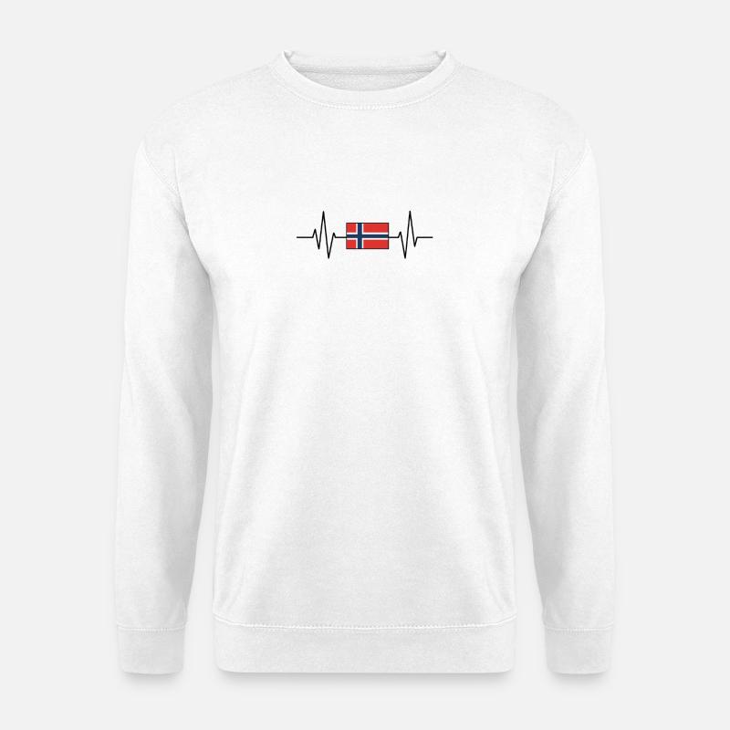 Norwegen Herzschlag Flagge - Unisex Pullover - Weiß