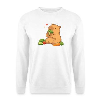 Capybara loves vegetables – relaxed & cute - Unisex Sweatshirt - white - Front
