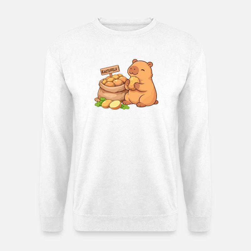 Capybara with potatoes – relaxed & cute - Unisex Sweatshirt - white