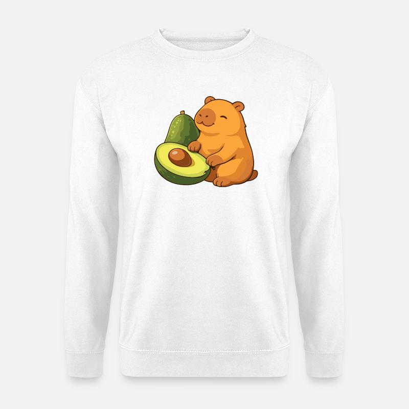 Capybara with avocado - Unisex Sweatshirt - white