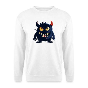 kleines freches Monster mit Hörnern scharfe Zähne - Unisex Pullover - Weiß - Vorne