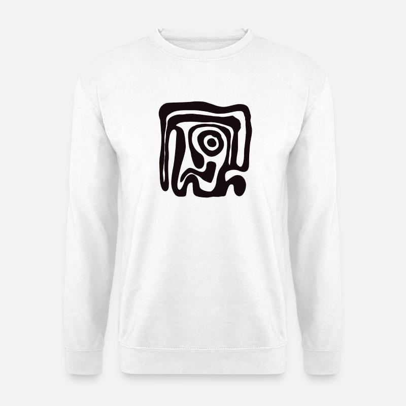 Schwarze Abstraktspirale - Unisex Pullover - Weiß