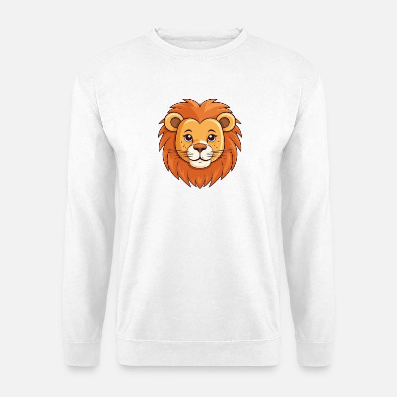 Löwenkopf Karikatur - Unisex Pullover - Weiß