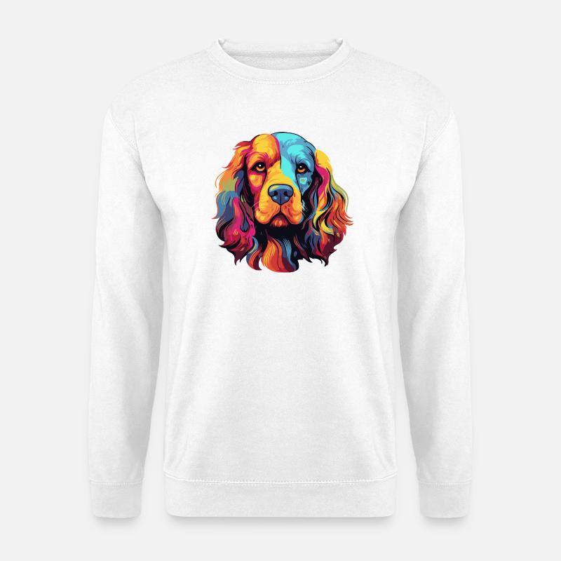 Farbenfroher Hund Pop Art - Unisex Pullover - Weiß