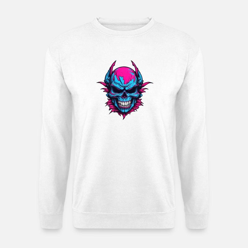 Neon Teufels Schädel - Unisex Pullover - Weiß