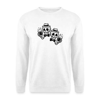 Totenköpfe mit Bierkrügen Schwarz - Unisex Pullover - Weiß - Vorne - Alina (178cm) & Michal (187cm)