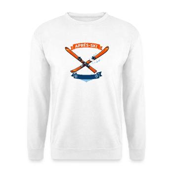 Comic Ski gekreuzt mit fröhlichem Banner - Unisex Pullover - Weiß - Vorne
