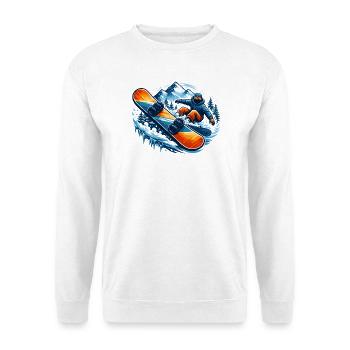 Snowboarder in Action – Winter Sport Design - Unisex Pullover - Weiß - Vorne