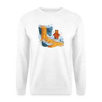 Bär am Lavastrom auf Eis - Unisex Pullover - Weiß - Vorne