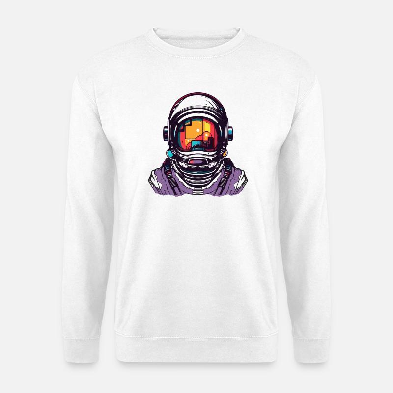 Astronaut Comic Helm - Unisex Pullover - Weiß