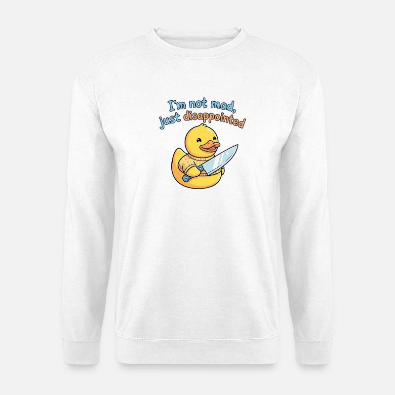 Enttäuschte Ente mit Messer - Unisex Pullover - Weiß