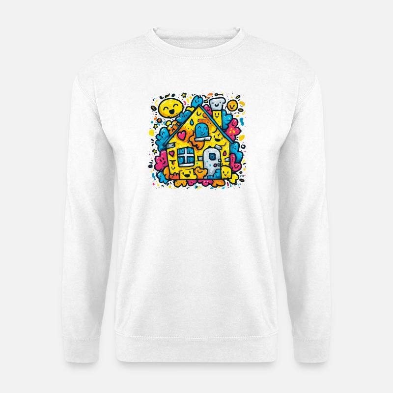 Lachendes Haus Farbklecks - Unisex Pullover - Weiß