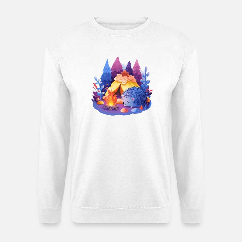 Sleeping hedgehog at the campfire - Unisex Sweatshirt - white