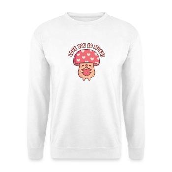 Süßes Pilz-Umarmungsherz Ich liebe dich So Mush Wortspiel - Unisex Pullover - Weiß - Vorne