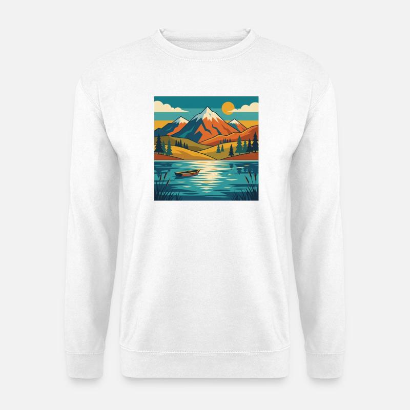 Bergsee-Dämmerung - Unisex Pullover - Weiß