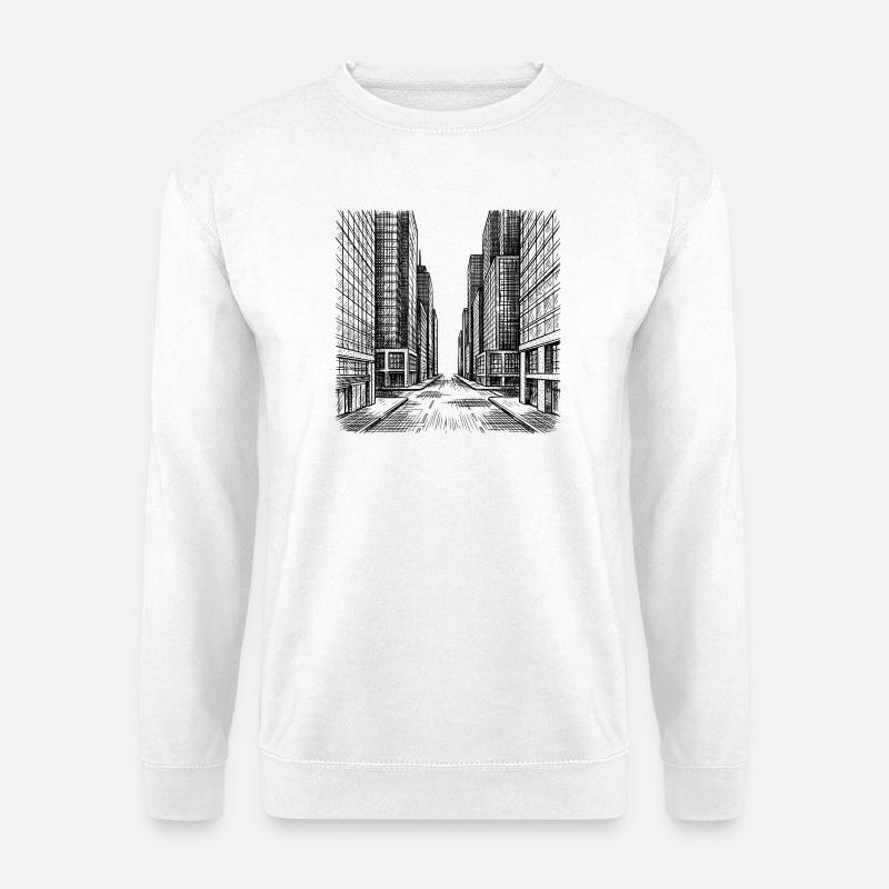 Moderner Straßenzug - Unisex Pullover - Weiß