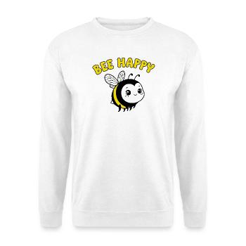 Bee Happy – Cute Cartoon Bee in Yellow Black - Unisex Sweatshirt - white - Front
