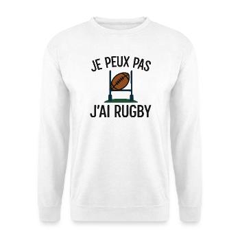 Je peux pas j'ai rugby - Sweat-shirt Unisexe - blanc - Devant