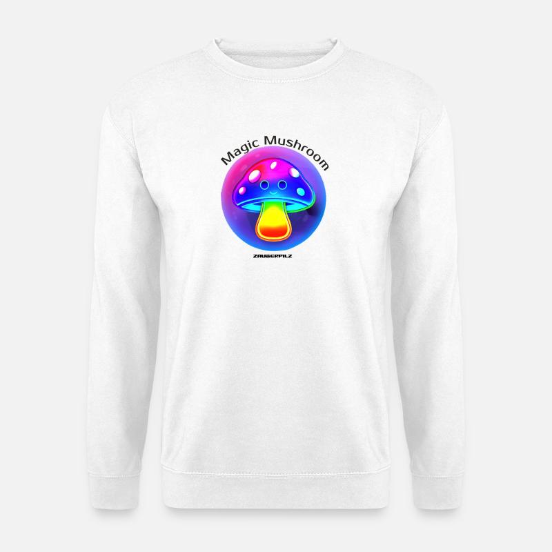 Leuchtender Regenbogenpilz Neon - Unisex Pullover - Weiß