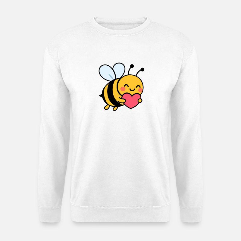 Glückliche Biene mit Herz - Unisex Pullover - Weiß