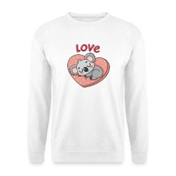 Liebeskoala auf Pastellherz - Unisex Pullover - Weiß - Vorne - Alina (178cm) & Michal (187cm)