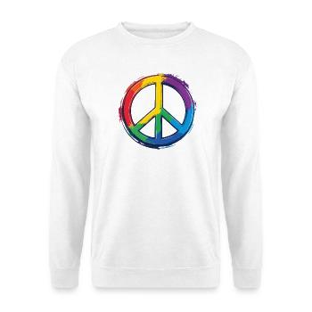 Regenbogen Peacezeichen Frieden Peace Symbol Icon - Unisex Pullover - Weiß - Vorne