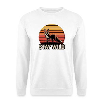 Stay Wild Fuchs – Retro Vintage Sonnenuntergang - Unisex Pullover - Weiß - Vorne