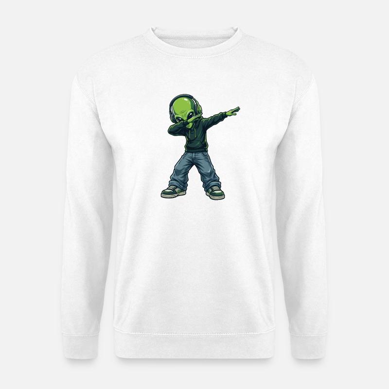 Dabbing Alien – Funny Sci-Fi Cartoon Motif - Unisex Sweatshirt - white