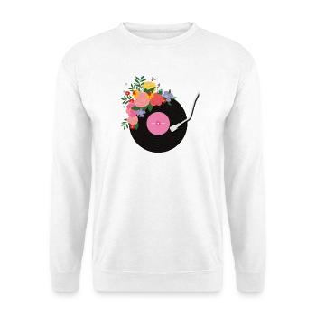 Disque vinyle fleuri - Sweat-shirt Unisexe - blanc - Devant