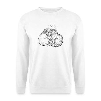 Amis mignons (Chat + Chien) - Sweat-shirt Unisexe - blanc - Devant