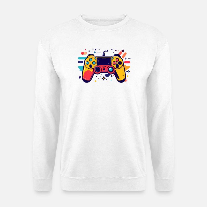 Farbiger Spielcontroller Gaming Popkunst Motiv - Unisex Pullover - Weiß