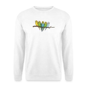 Famille colorée de perruches ondulées sur la branche - Sweat-shirt Unisexe - blanc - Devant