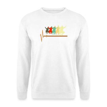 Sumoringer Herzschlag Retro Japanische Kampfkunst - Unisex Pullover - Weiß - Vorne - Alina (178cm) & Michal (187cm)