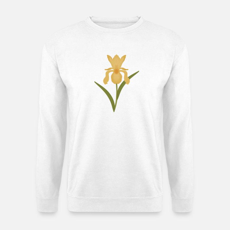 Goldene Irisblüte auf Grün - Unisex Pullover - Weiß