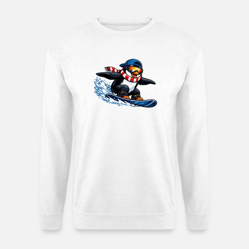 Pinguin Boarder Wintersport - Unisex Pullover - Weiß