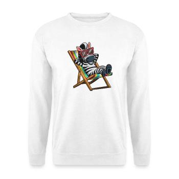 Le zèbre se détendant sur une chaise longue avec des rayures colorées - Sweat-shirt Unisexe - blanc - Devant